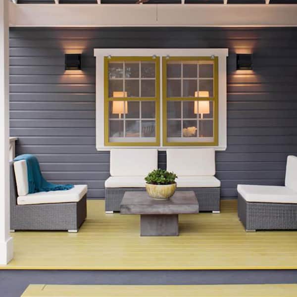 Laplusbelle 2-Light Matte Black Aluminum LED Wall Lantern Sconce