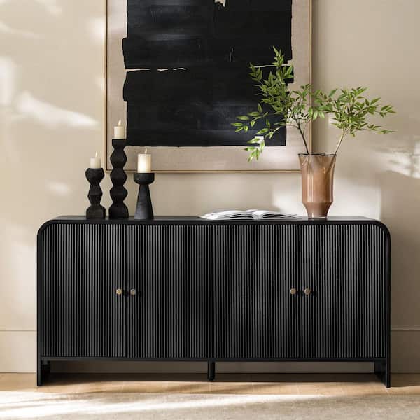 Lamber Black Wood Buffet Sideboard with Cable Management