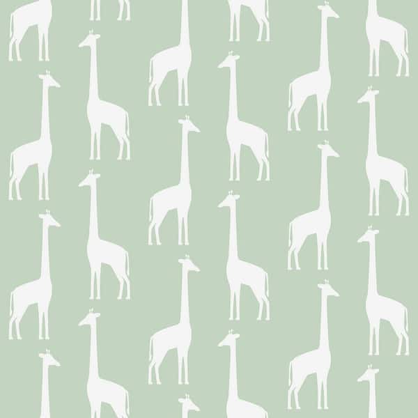 Chesapeake Green Vivi Giraffe Matte Paper Non-Pasted Wallpaper Roll