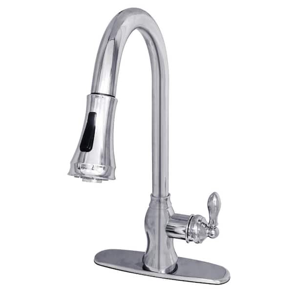 Kingston Brass American Classic Single-Handle Pull-Down Sprayer Kitchen Faucet in Polished Chrome