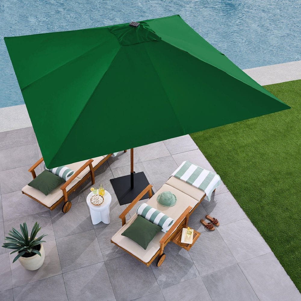 9ft Green Solar LED Lighted Market Patio Umbrella with Metal Pole