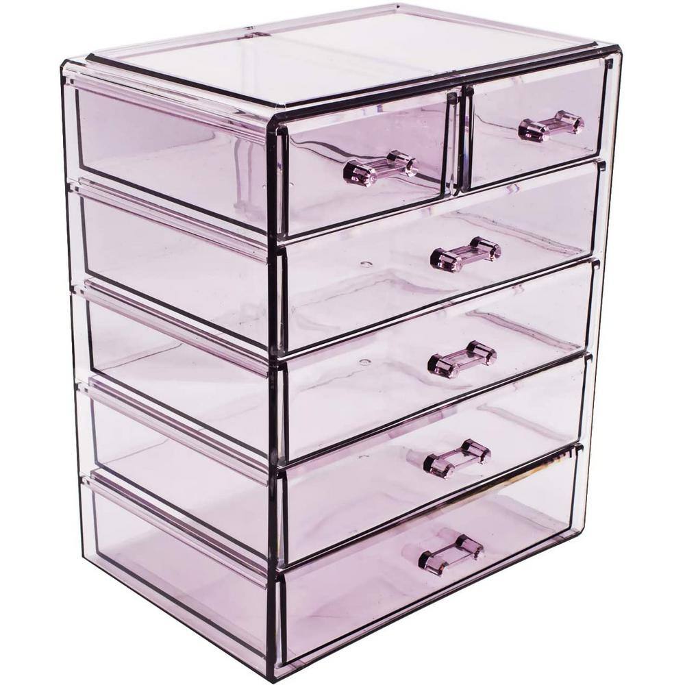 Purple Clear Acrylic 7-Drawer Makeup and Jewelry Organizer
