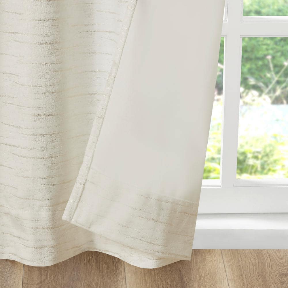 White and Gold Room Darkening Velvet Window Panel Pair