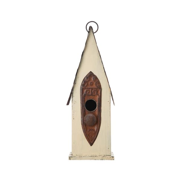 Glitzhome 13.25 in. H Distressed Solid Wood Birdhouse