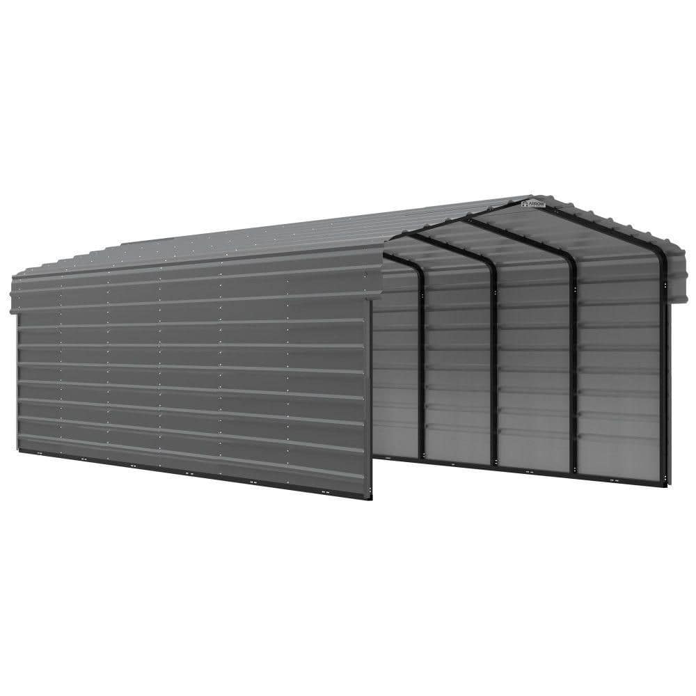 ARROW 10 ft. W x 29 ft. D x 7 ft. H Charcoal Galvanized Steel Carport with 2-Side Wall Kits (CPHC102907ECL2)