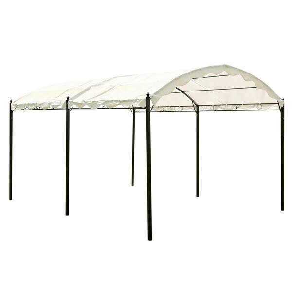 FORCLOVER 13 ft. x 10 ft. x 8.4 ft. White Steel Carport Shelter Garage Tent with Anchor Kit