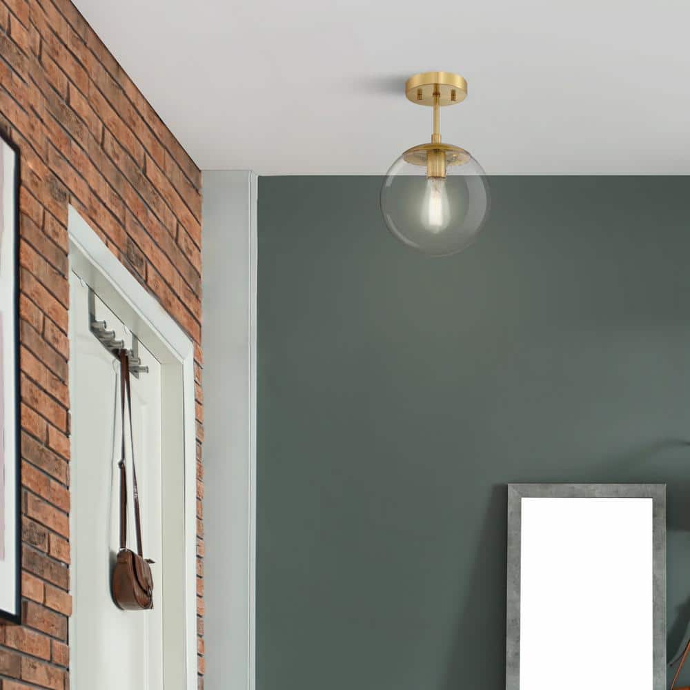 Satin Gold Glass Globe Ceiling Light Fixture