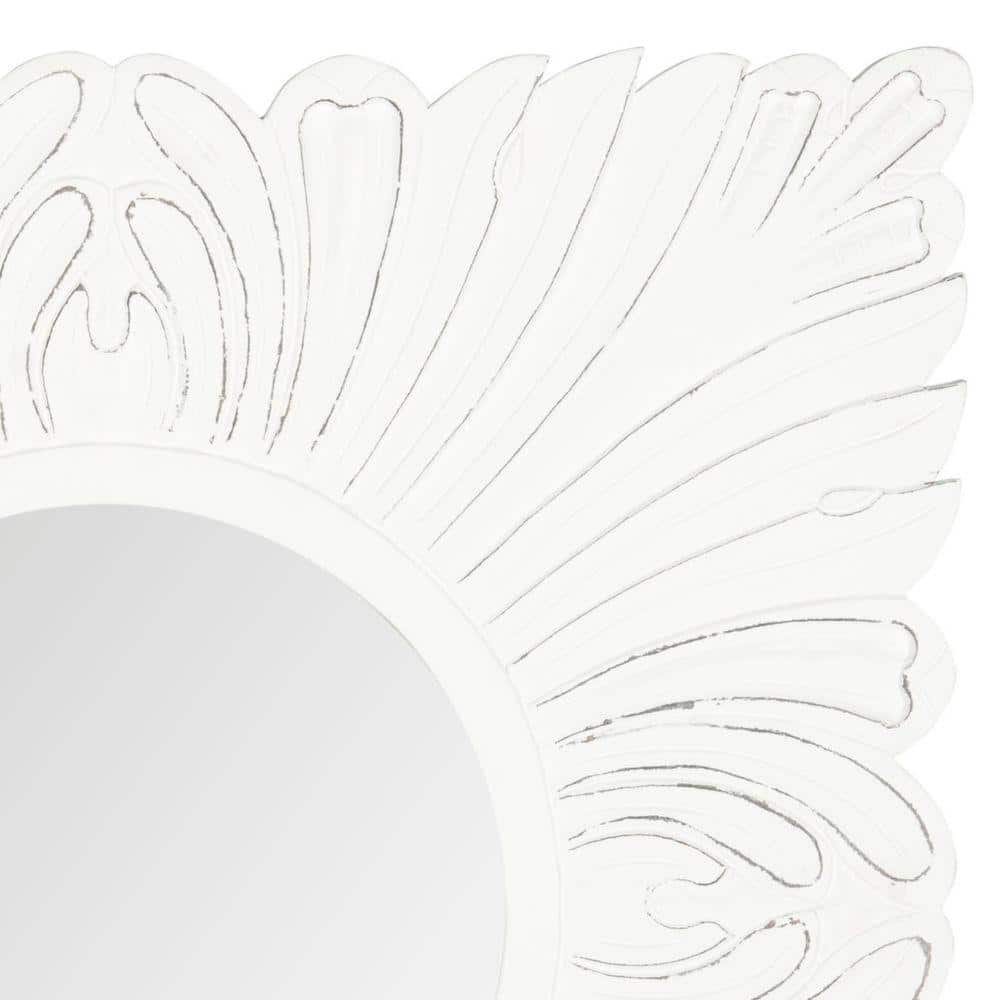 Renaissance Inspired 28" Square White Carved Wood Wall Mirror