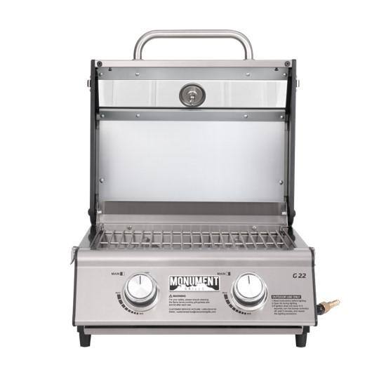 Portable Stainless Steel 2-Burner Propane Gas Grill with Clearview Lid