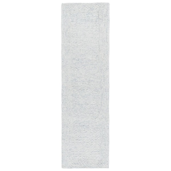 SAFAVIEH Pine 2 ft. x 8 ft. Light Blue/Ivory Modern Solid Runner Rug