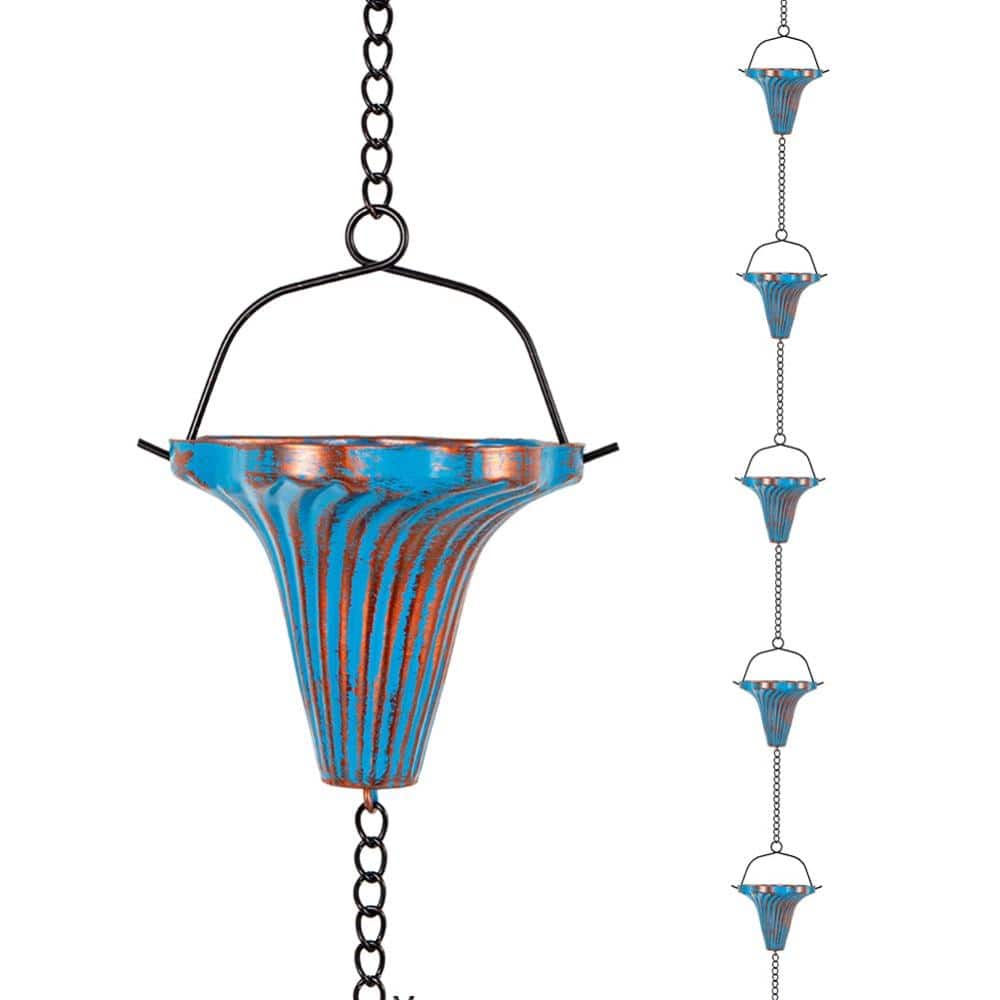 11.5 ft Rain Chain Decorative Gutter Downspout Blue 12 Cups price history on PriceWatchPro