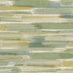 Abstract Brush Marks Green Non-Pasted Wallpaper