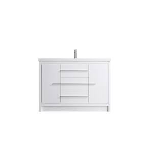 47.4 in. x 19.7 in. D x 40 in. H Single Sink Bath Vanity in White with White Resin Top