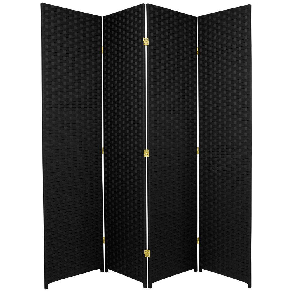 Oriental Furniture 6 ft. Black 4Panel Room Divider SSFIBER4PBLK