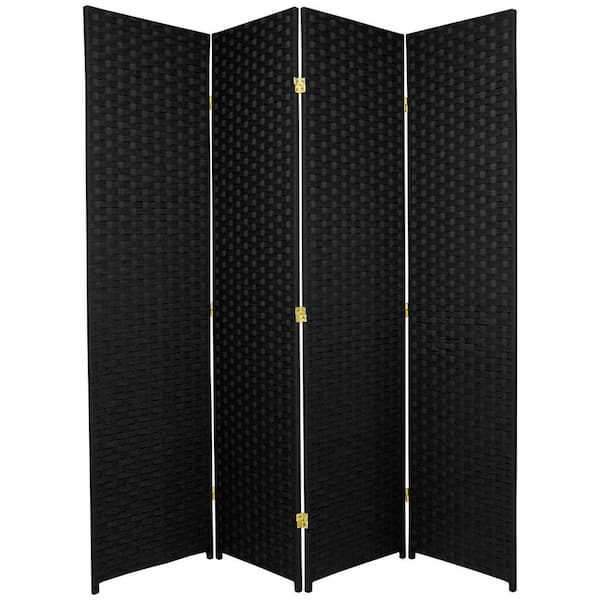 Oriental Furniture 6 ft. Black 4-Panel Room Divider