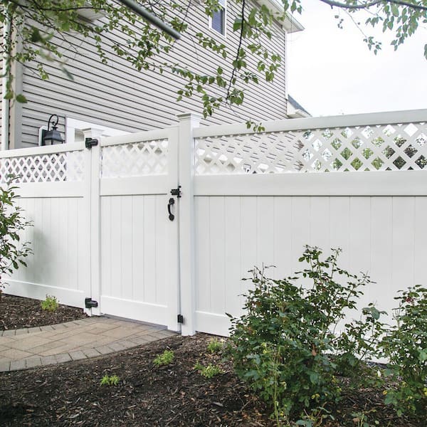 Barrette Outdoor Living Anderson 4x6 White Vinyl Lattice Top Fence Gate