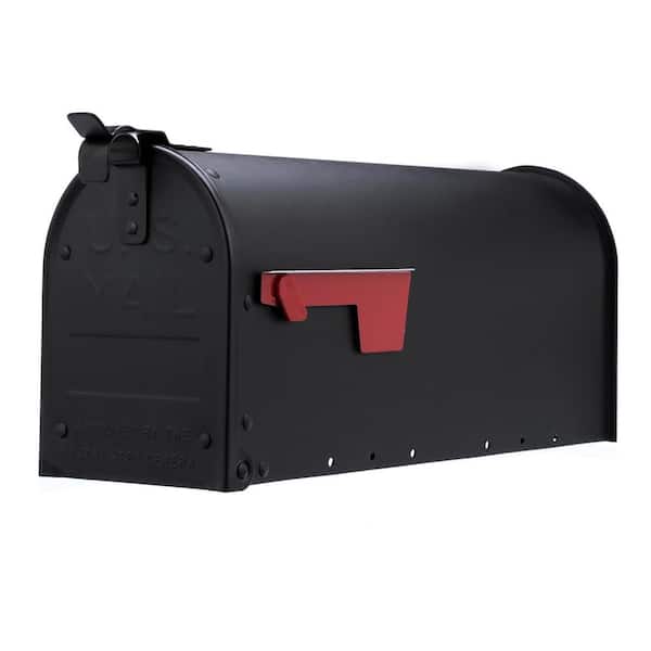 Architectural Mailboxes Admiral Textured Black, Medium, Aluminum, Post Mount Mailbox