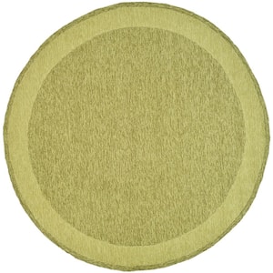 Easy Care Green 8 ft. x 8 ft. Round Border Area Rug