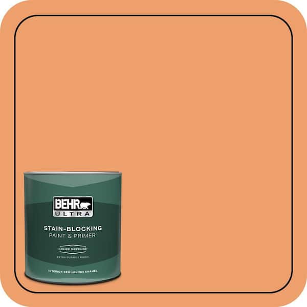 BEHR ULTRA 1 qt. #250D-5 Florida Mango Extra Durable Semi-Gloss Enamel Interior Paint & Primer