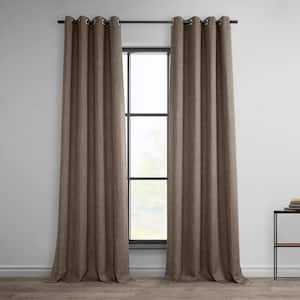 Dutch Cocoa Brown Faux Linen Grommet Room Darkening Curtain - 50 in. W x 108 in. L (1 Panel)