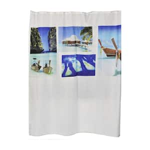 Paradise Polyester Printed Fabric Shower Curtain Multicolored