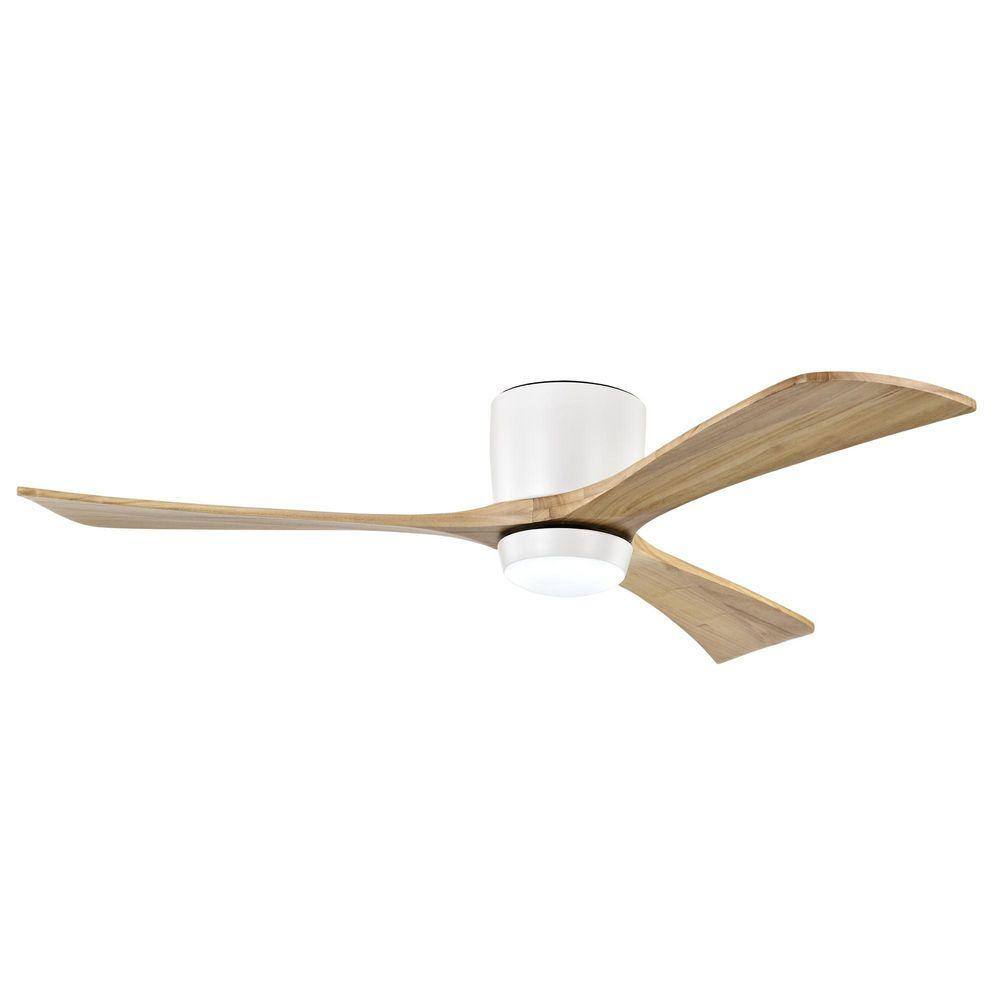 Ryme 52 in. White Light Oak Flush Mount Standard Ceiling Fan with LED with Remote Included DC Motor Reversible price history on PriceWatchPro