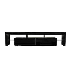 Modern TV Stand Fits TV's up to 80 in. with Gloss Black TV Stand for 80 in. TV, 20 Colors LED TV Stand
