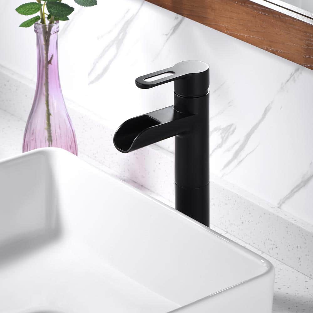 Matte Black Modern Single Handle Vessel Sink Faucet