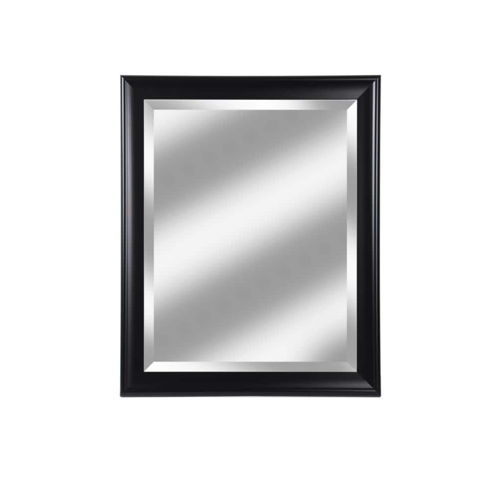 Medium Rectangle Black Matte Beveled Glass Contemporary Mirror (34 in. H x 