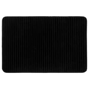 Roswell 17 in. x 24 in. Rich Black Polyester Machine Washable Bath Mat