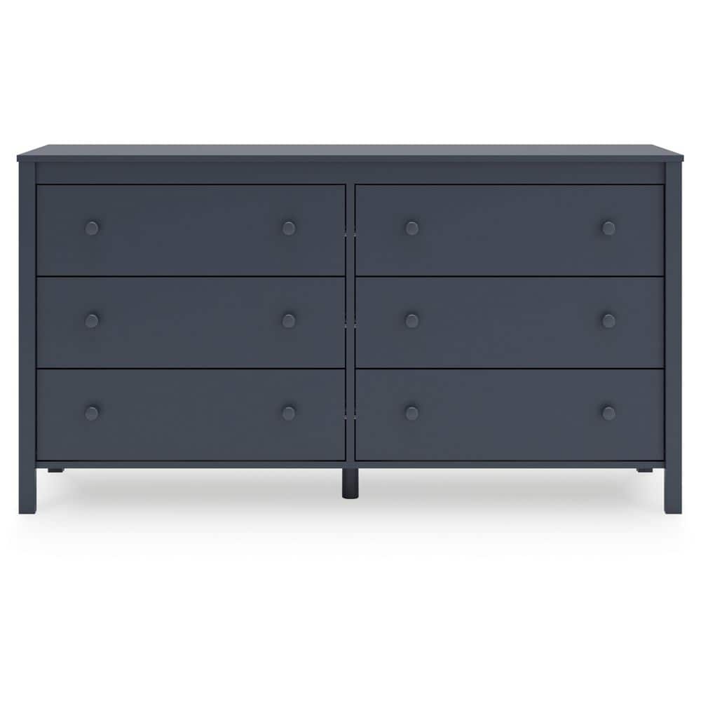 Navy Blue Transitional Six Drawer Dresser with Levelers