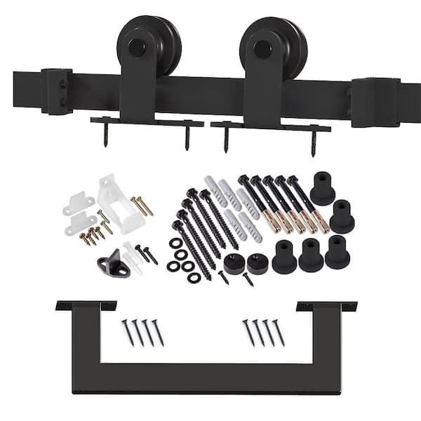 Masonite - 36 in. x 84 in. No Panel Lincoln Park Primed Interior Sliding Barn Door Slab with Hardware Kit
