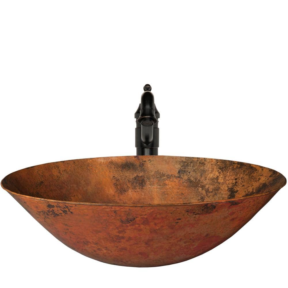Oval Copper Above-Counter Sink with Oil Rubbed Bronze Faucet