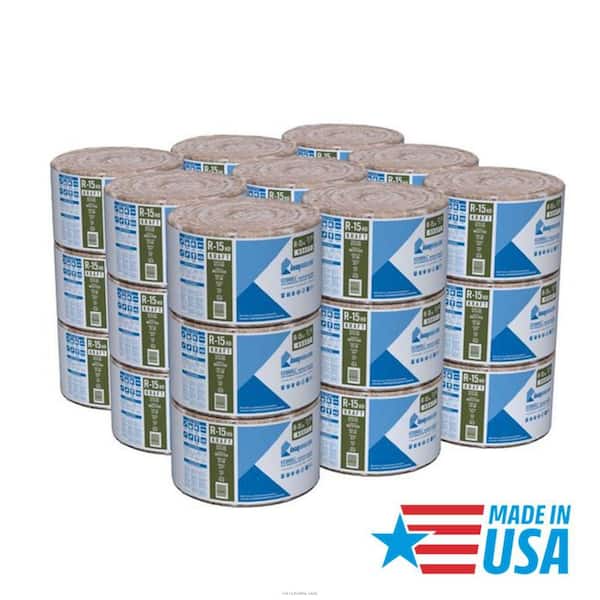 R15 Kraft Faced 15 in. x 18 ft. Fiberglass Insulation Rolls for Floor, 2x4 Wall - Sound-Reducing, USA Made (27-Rolls)