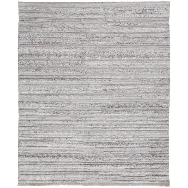 8 ft. x 10 ft. Ivory Striped Area Rug