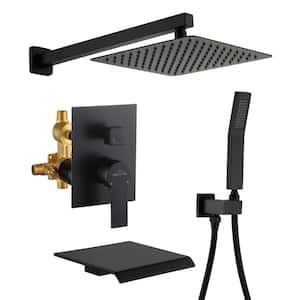 Wall Mount Single-Handle 1-Spray Tub and Shower Faucet in Matte Black - 10 Inch (Valve Included)