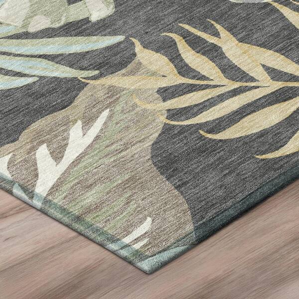 Chantille Machine Washable Indoor/Outdoor Abstract ACN3090 Graphite 8 ft. x 8 ft. Round Rug