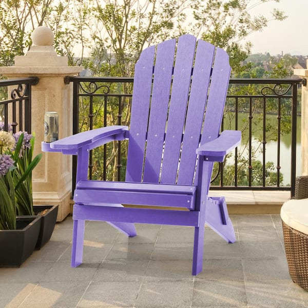 Sonkuki Purple Outdoor Plastic Folding Adirondack Chair Patio Fire Pit Chair for Outside