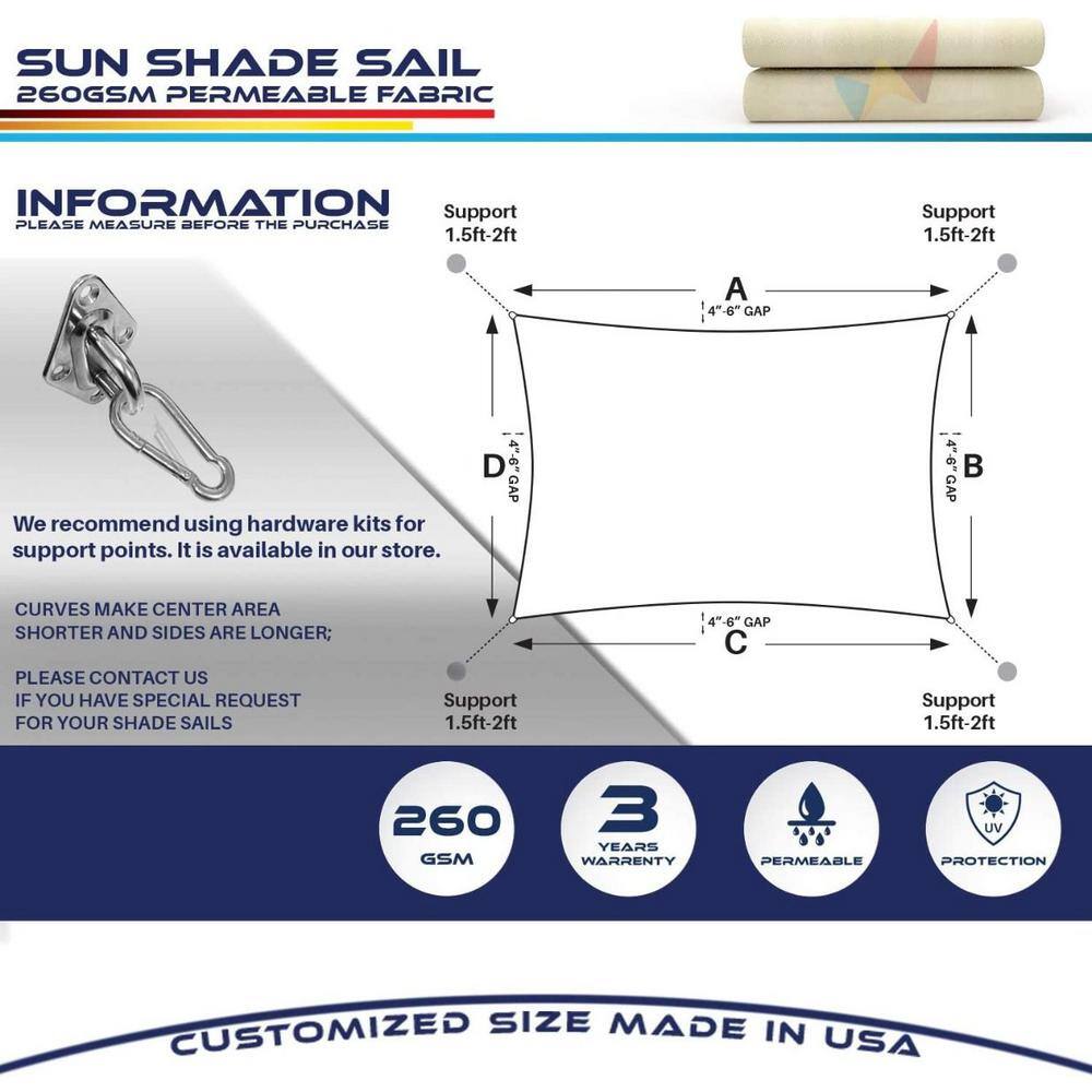 10 ft x 10 ft Beige Polyester Square Sun Shade Sail