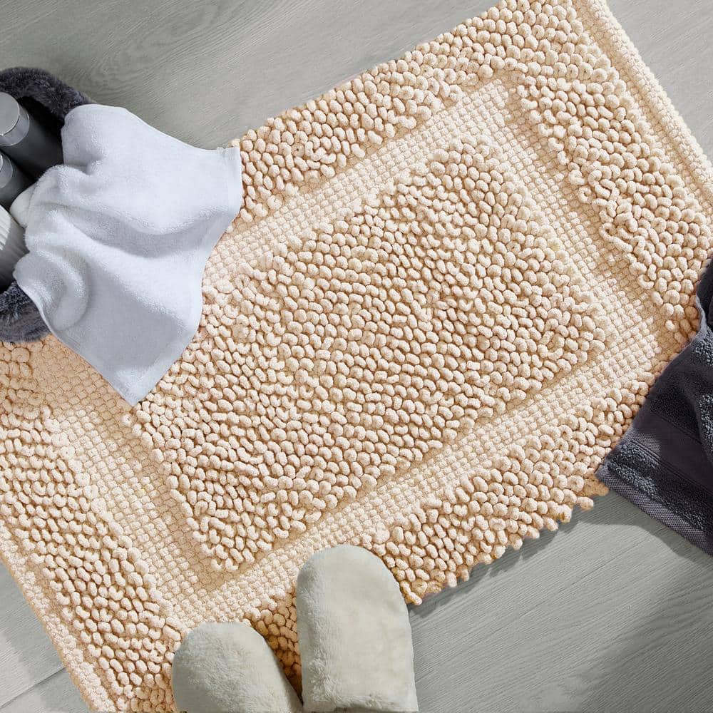Ivory Cotton Chenille Non-Slip Bath Mat Set 20" x 32"
