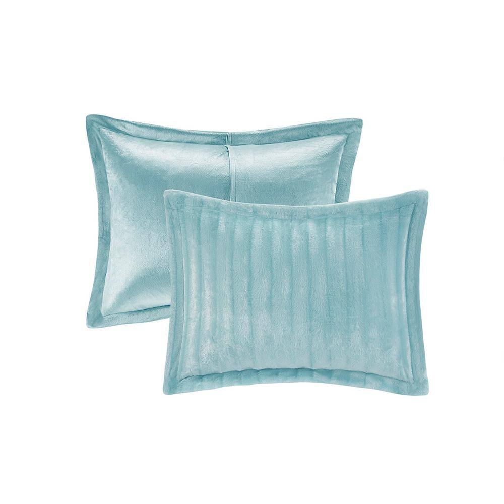 Aqua Faux Fur Reversible Full Comforter Set