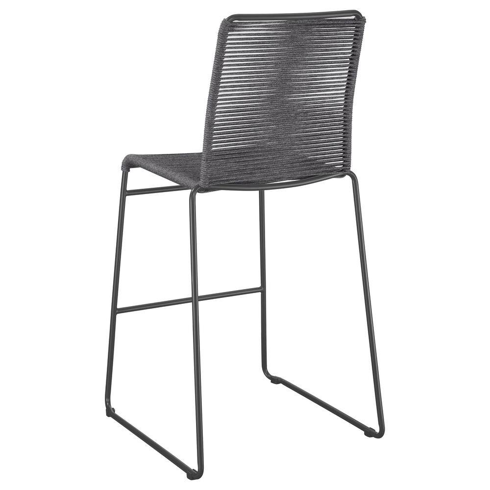 Charcoal and Gunmetal Rope Woven Metal Bar Stools, Set of 2