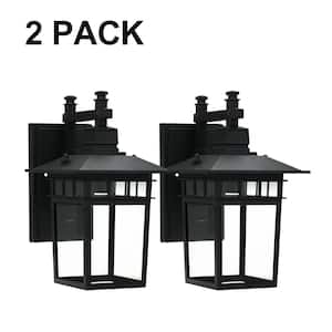 1-Light Metal Black Outdoor Lantern Clear Glass Wall Sconce Vintage Rustic Retro Wall Light for Kitchen,Bedroom,Foyer