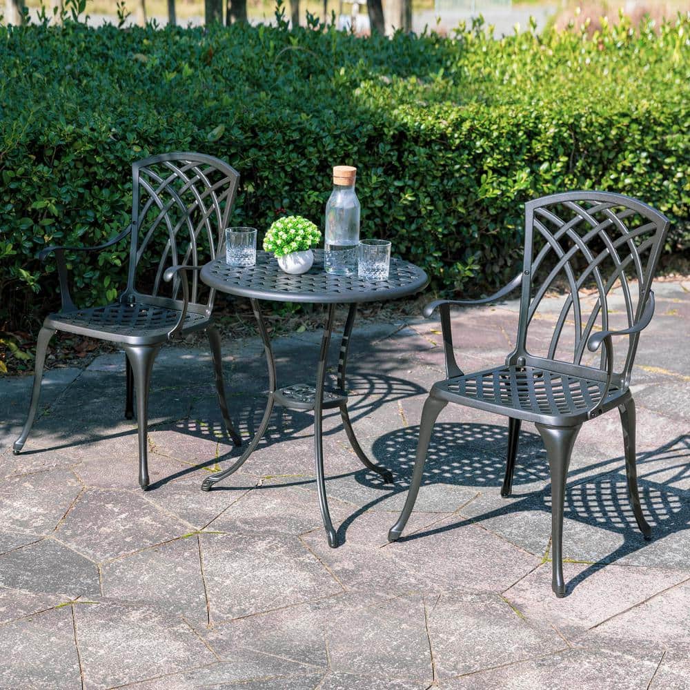 Picture Idea: Nuu Garden 3 Piece Cast Aluminum Patio Bistro Set Rust