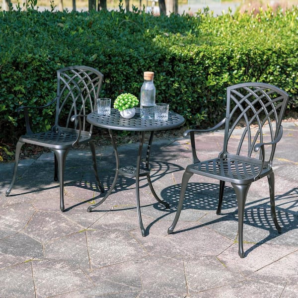 3-Piece Cast Aluminum Patio Bistro Set Rust-Proof Outdoor Furniture Set