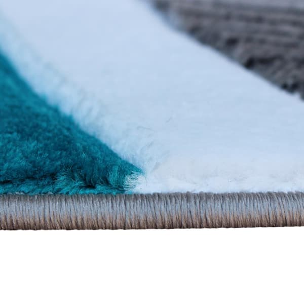 Turquoise 8 x 8 Round Abstract Area Rug