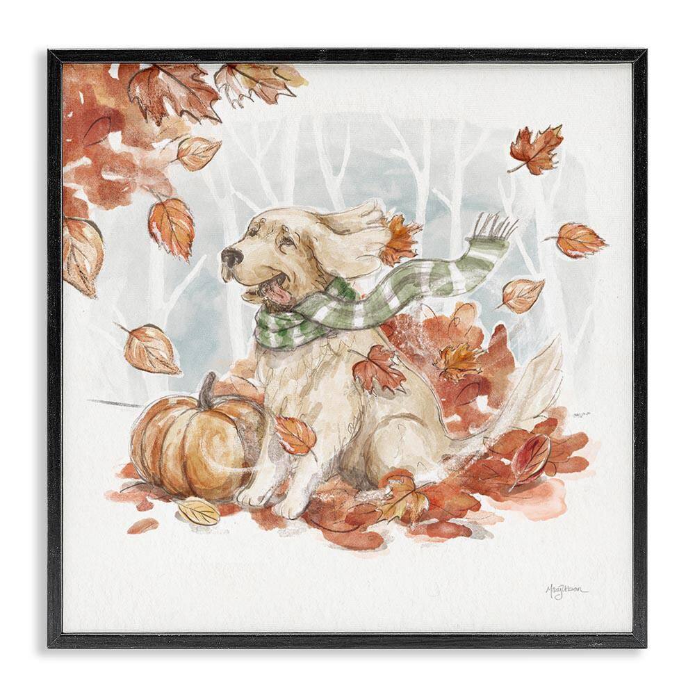 Happy Autumn Labrador by Mary Urban Black Framed Graphic Typography Art Print 12 in. x 12 in. price history on PriceWatchPro
