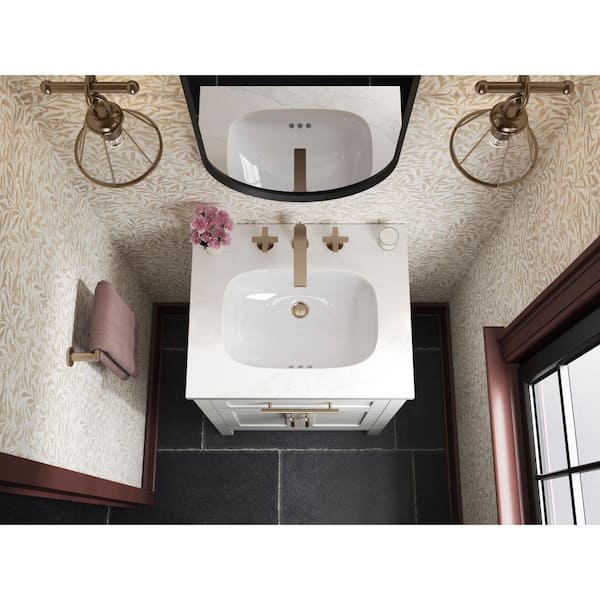KOHLER Hadron 24.75in. Single Sink Freestanding Light Oak Bath Vanity with White Quartz Top Assembled