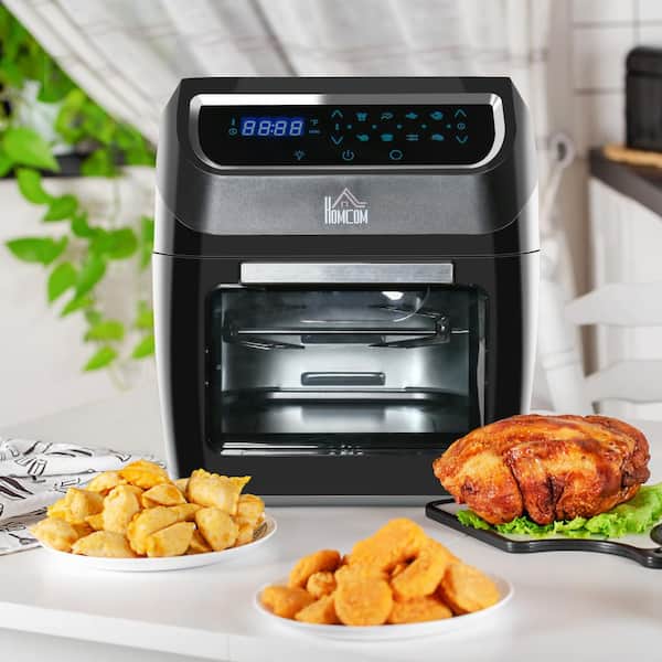 HOMCOM 12qt Air Fry Oven, 8 in 1 Countertop Oven Combo with Air Fry, Roast, Broil, Bake and Dehydrate, 1700W with Accessories and LED Display, Black