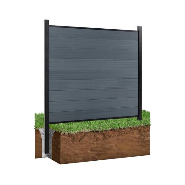 mondaria 8 ft. H x 6 ft. W Gray Composite Horizontal Fence Panel with 2-Channels (9-Pack)